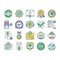 Quality Approve Mark And Medal Icons Set Vector