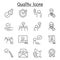 Quality, Approved, Check mark icons set in thin line style