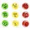 Quality assessment round sticker, good normal bad, emotion map with cartoon faces