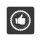 Quality control icon with hand thumb up sign