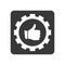 Quality control icon with thumb up in gear sign