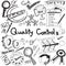 Quality control in manufacturing industry production and operation handwriting doodle sketch design tools sign and symbol in whit