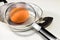 Quality control about salmonella bacterium on eggs on cooking pan - HACCP Hazard Analyses and Critical Control Points concept