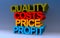 quality costs price profit on blue