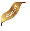 \'Quality\' golden corner ribbon