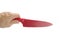 Quality kitchen sharp knife in red on the white.