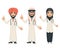 Quality treatment arab traditional national muslim clothes doctor pill medicine cartoon characters set design vector