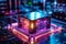 Quantum computer in operation, Futuristic lab with sleek, minimalistic design, the quantum bits in action, High-tech and