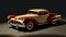 Quantumpunk Precision Painting: Red And Beige Old Car Drawing