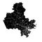 Quanzhou, China, Black and White high resolution vector map