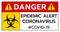 Quarantine covid19 coronavirus caution sign,biological hazard 2019-ncov warning sign font typography warning super spread global