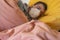 Quarantine oubreak Coronavirus. Sick man of corona virus lying down in bed wearing mask protection mask and recovery from home