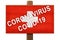 Quarantine during a pandemic coronavirus COVID-19 in Switzerland. Caution is written on a plate with the image of the flag of