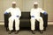 Quarantine.  Professionals in  protective uniforms on forced vacation, waiting for the end