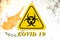 Quarantine sign COVID 19 on the background of the flag of Cyprus
