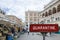 Quarantine sign with food market, bazaar in Italy