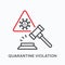 Quarantine violation line icon. Vector outline illustration of punishment. Self isolation offense flat linear sign