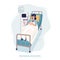 Quarantine virus cartoon people simple illustration. Mechanical ventilation poster. A woman is lying on a bed in a