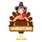 Quarantined 2020 - Thanksgiving Day poster with cute turkey wearing mask