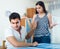 Quarrel between young spouses at home