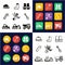 Quarry All in One Icons Black & White Color Flat Design Freehand Set