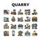 Quarry Mining Industrial Process Icons Set Vector