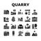 Quarry Mining Industrial Process Icons Set Vector