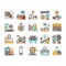 Quarry Mining Industrial Process Icons Set Vector .