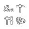 Quarry mining pixel perfect linear icons set