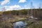 Quarry, rocks and lake in spring