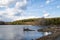 Quarry, rocks and lake in spring