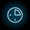 Quarter of an hour blue neon icon. Simple thin line, outline vector of time icons for ui and ux, website or mobile application
