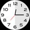 Quarter past 12 o`clock analog clock icon