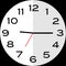 Quarter past 9 o`clock analog clock icon
