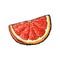 Quarter, segment, piece of ripe pink grapefruit, red orange