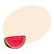 Quarter slice of ripe watermelon with black seeds, sketch illustration