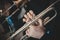 Quartet of brass instruments - Brass instruments - Close-up of hands - slight desaturation
