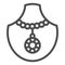 Quartz pendant line icon. Gemstone necklace vector illustration isolated on white. Jewelry outline style design