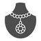 Quartz pendant solid icon. Gemstone necklace vector illustration isolated on white. Jewelry glyph style design, designed