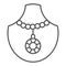 Quartz pendant thin line icon. Gemstone necklace vector illustration isolated on white. Jewelry outline style design
