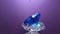 Quartz rock, gemstone with crystals artfully processed against a blue dark background