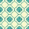 A quatrefoil trellis turquoise and yellow pattern