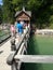 Quay of the boathouse in Braies lake