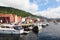 Quay in dock with boats at coastal Bergen town