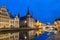 Quay Graslei in Ghent town at evening, Belgium