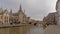 Quays of river Lys with medieval guild houses along river Lys in Ghent