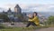Quebec city Canada travel tourist enjoying view of Chateau Frontenac castle