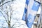 Quebec flag in Montreal billowing in the breeze