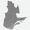 Quebec map on transparent background. Province of Quebec map with municipalities in gray for your web site design, logo, app, UI.