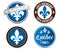 Quebec province emblem symbol round icons set with grunge texture